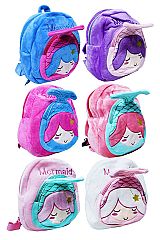 Animated Mermaid Fuzzy Plush Backpack