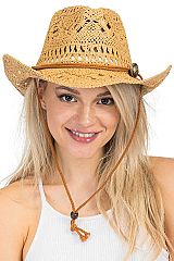 Crochet Hollow Out Woven Straw Cowboy Hat